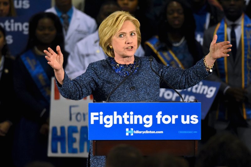 U.S. Democratic presidential candidate Hillary Clinton speaks during a campaign rally at Fisk University in Nashville, Tennessee, November 20, 2015.  REUTERS/Harrison McClary