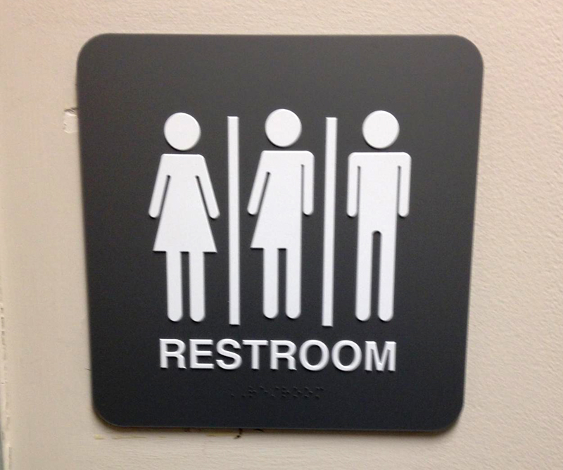 A sign on a restroom door at Salisbury University in Maryland. Photo courtesy of Marshall Childs