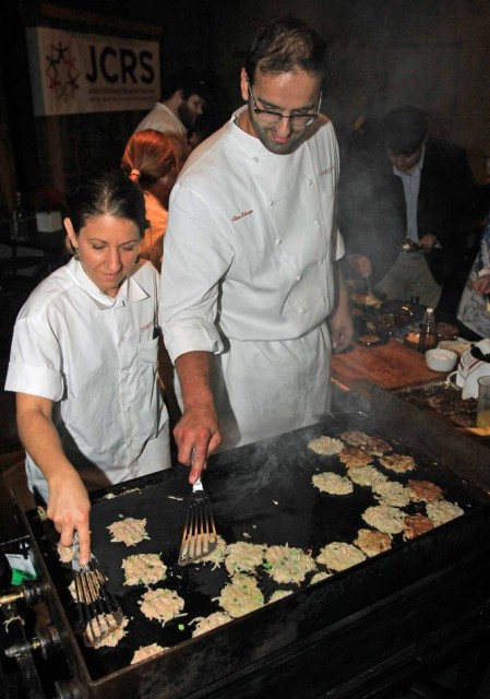 Chef Alon Shaya of Domenica and Shaya restaurants prepares some Latkes during the Jewish Children's Regional Service's Latkes with a Twist at Bellocq in New Orleans on December 11, 2014. Photo courtesy of Peter Forest (NOLA.COM)