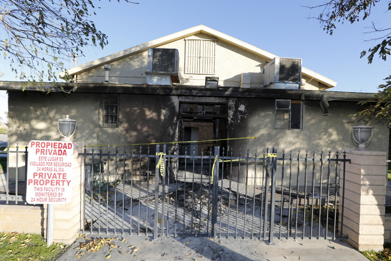A view of damage at the burned Islamic Society of Coachella Valley December 12, 2015. A fire that broke out at the Southern California mosque on Friday is being investigated as a possible hate crime. Photo by Sam Mircovich, courtesy of REUTERS.