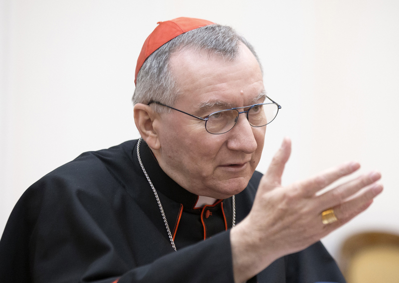 Cardinal Pietro Parolin, the Vatican's Secretary of State, speaks during his official visit with Belarussian Foreign Minister Vladimir Makei in Minsk, on March 13, 2015. Photo courtesy of REUTERS/Vasily Fedosenko *Editors: This photo may only be republished with RNS-VATICAN-LEAKS, originally transmitted on Dec. 7, 2015.