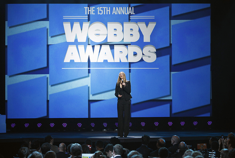 Actress Lisa Kudrow speaks on stage as she hosts the 15th annual Webby Awards in New York on June 13, 2011. Photo courtesy of REUTERS/Lucas Jackson
*Editors: This photo may only be republished with RNS-WEBBY-RELIGION, originally transmitted on Dec. 17, 2015.