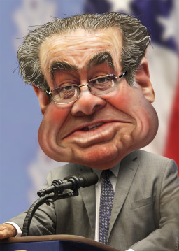 Caricature of Justice Antonin Scalia by DonkeyHotey. Via Flickr creative commons https://www.flickr.com/photos/donkeyhotey/8274860063/. 