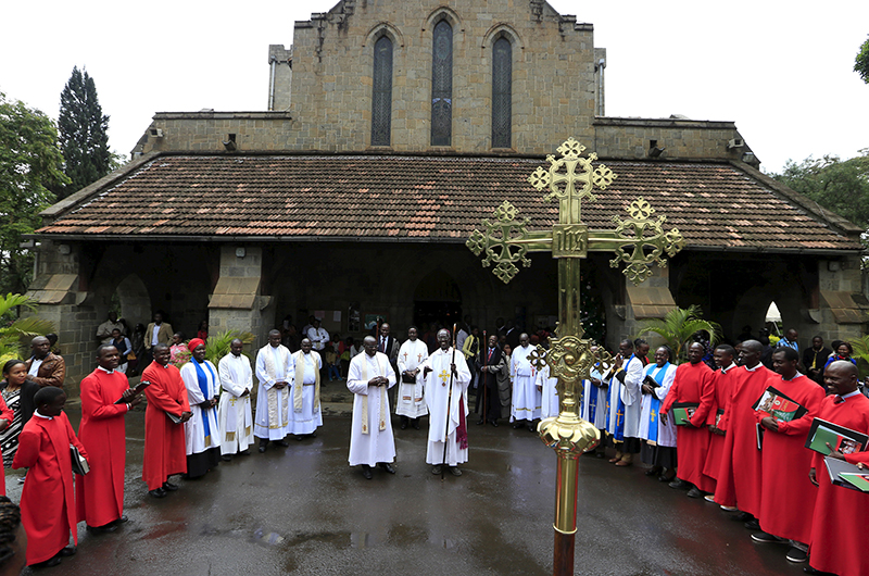 Christian worshippers congregate outside the All Saints Cathedral after attending a mass on Christmas Day in Kenya's capital Nairobi on December 25, 2015. Photo courtesy of REUTERS/Noor Khamis
*Editors: This photo may only be republished with RNS-KENYA-HERO, originally transmitted on Jan. 20, 2016.