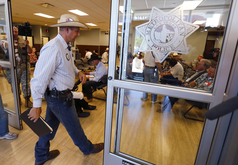 Ammon Bundy, son of rancher Cliven Bundy, files a criminal complaint against the Bureau of Land Management at the Las Vegas Metropolitan Police Department in Las Vegas, Nevada on May 2, 2014. Photo courtesy of REUTERS/Mike Blake