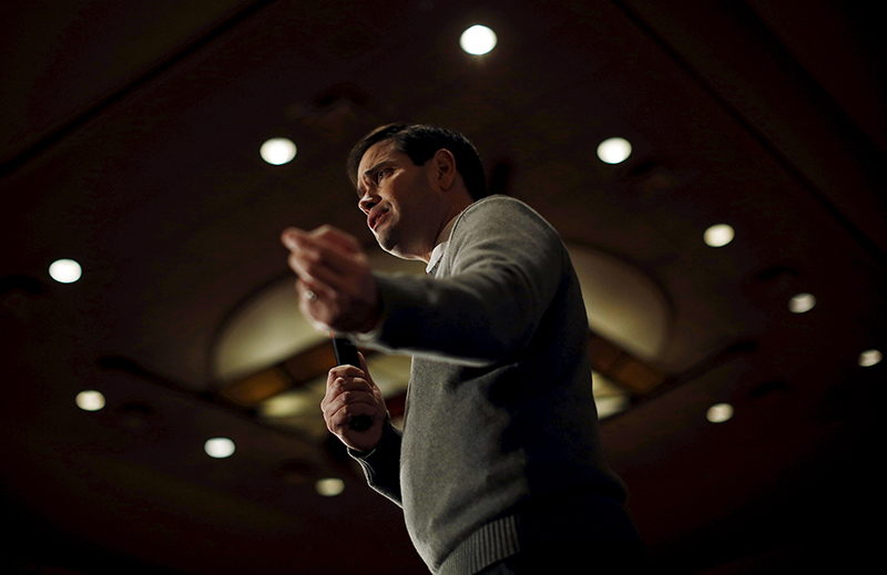 U.S. Republican presidential candidate Marco Rubio speaks at a campaign event in Coralville, Iowa, on January 18, 2016. Photo courtesy of REUTERS/Jim Young *Editors: This photo may only be republished with RNS-RUBIO-ATHEIST, originally transmitted on Jan. 20, 2016.