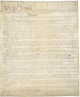 Page one of the original copy of the U.S. Constitution