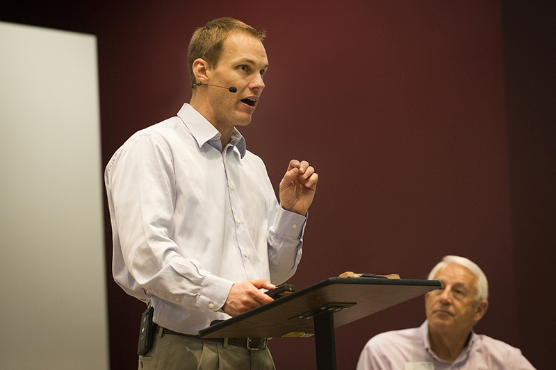 “IMB is now in a much healthier financial position,” International Mission Board President David Platt tells trustees on Feb. 24, 2016 during their plenary session. “Due to increased giving from Southern Baptist churches, Cooperative Program and Lottie Moon Christmas Offering giving are trending upward,” he reported. Photo by Lexie Bennett, courtesy of IMB
