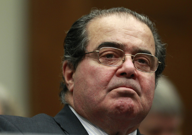 Supreme Court Justice Antonin Scalia testifies before a House Judiciary Commercial and Administrative Law Subcommittee hearing on ?The Administrative Conference of the United States? on Capitol Hill in Washington May 20, 2010. REUTERS/Kevin Lamarque (UNITED STATES - Tags: POLITICS HEADSHOT) - RTR2E5RK
