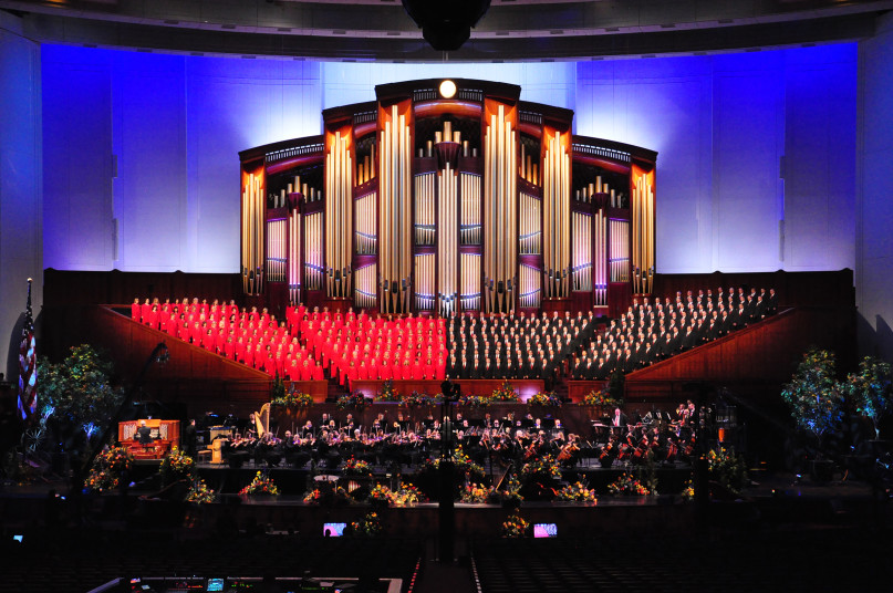 Mormon Tabernacle Choir and Orchestra on Temple Square in the historic Tabernacle in Salt Lake City, Utah. Photo courtesy of Mormon Tabernacle Choir
