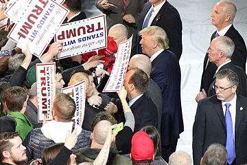 Trump with supporters in Iowa