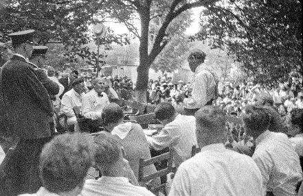 William Jennings Bryan defending the biblical account of creation at the Scopes trial.
