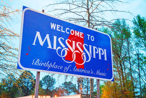 Welcome to Mississippi sign. 