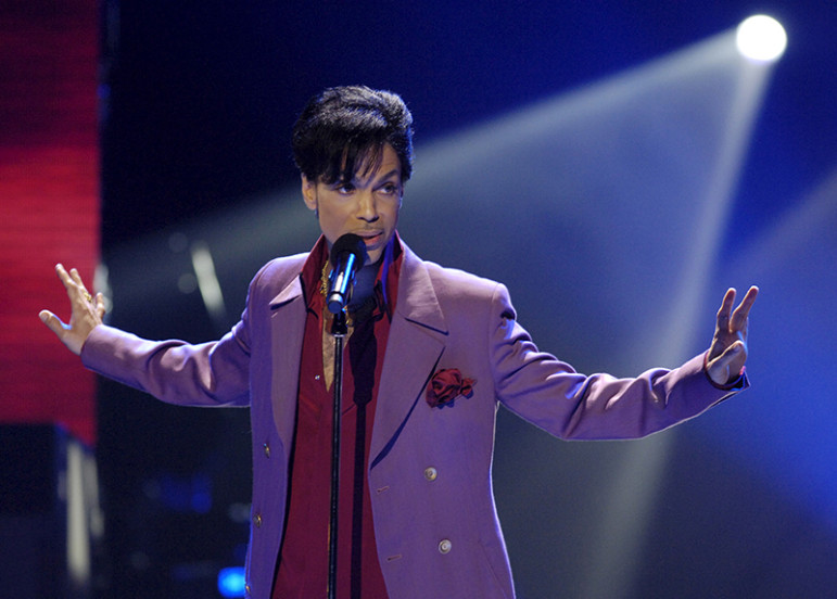Singer Prince performs in a surprise appearance on the 
