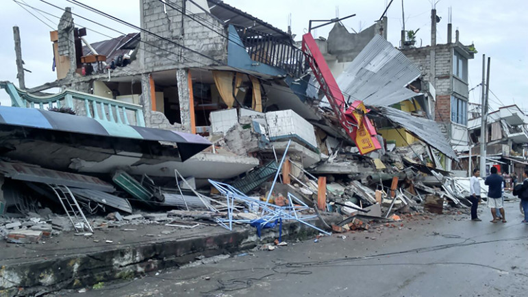 Emergency teams from U.S. faith-based humanitarian relief agencies are on the ground in northwest Ecuador after the 7.8 magnitude earthquake that took the lives of at least 413 people. Photo courtesy of Julia Carrion/World Vision