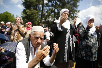 People pray during opening ceremony of Ferhadija mosque in Banja Luka, May 7, 2016. Thousands flocked to the capital of Bosnia's Serb statelet on Saturday for the reopening of a historic mosque destroyed during wartime, a ceremony seen as encouraging religious tolerance among deeply divided communities. REUTERS/Dado Ruvic