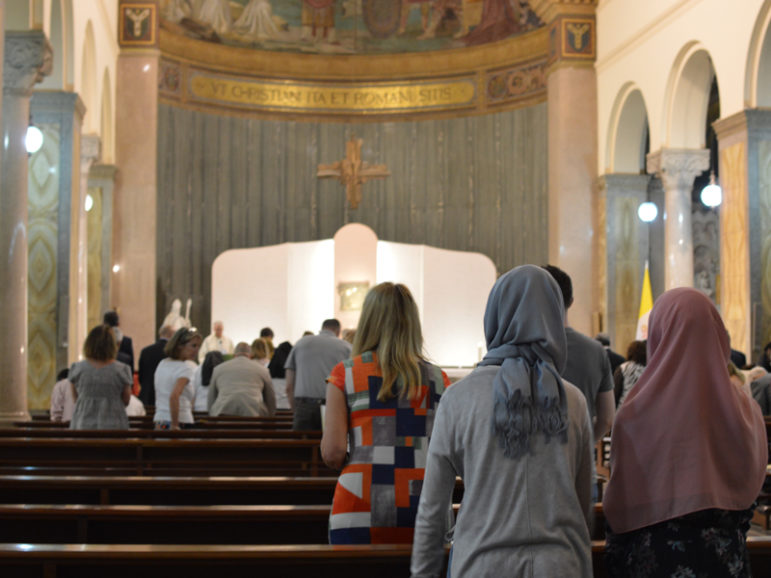 Around 70 people gathered at St. Patrick’s Catholic Church in Rome on Thursday (June 16), to honor the victims of the Orlando shooting. RNS photo courtesy Rosie Scammell
