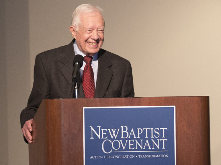 President Jimmy Carter speaking at the New Baptist Covenant Summit January 2015 at the Carter Center. Photo courtesy of CatMax Photography