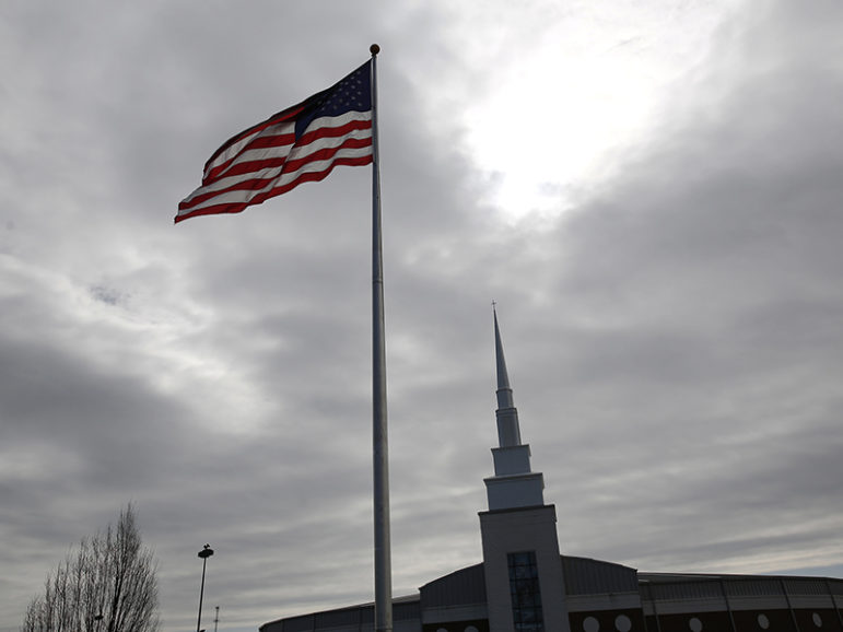 A U.S. flag flies on the grounds of Rock Springs Baptist Church in Easley, S.C., on Feb. 11, 2016. Photo courtesy of REUTERS/Jonathan Ernst
*Editors: This photo may only be republished with RNS-CULTURAL-CHANGE, originally transmitted on June 23, 2016.