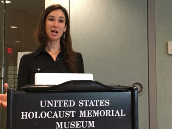 Rachel Hilary Brown, author of a new guidebook on combatting speech that can lead to violence, speaks during its release on June 27 in offices of the United States Holocaust Memorial Museum in Washington. RNS photo by Lauren Markoe