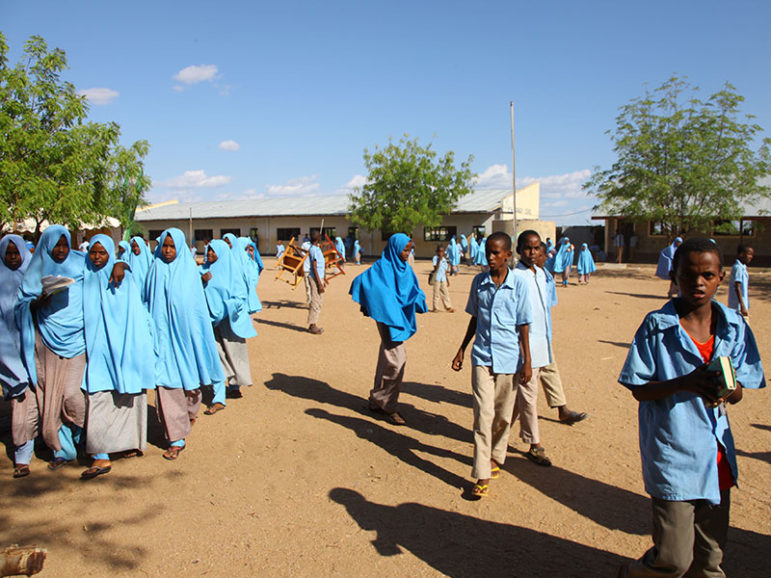 Girls at a school in Garissa, Kenya, seen wearing hijab in school in 2015. A court in Lagos, Nigeria, has lifted a ban on the wearing of the headscarves in schools there.
Photo by RNS/Fredrick Nzwili  