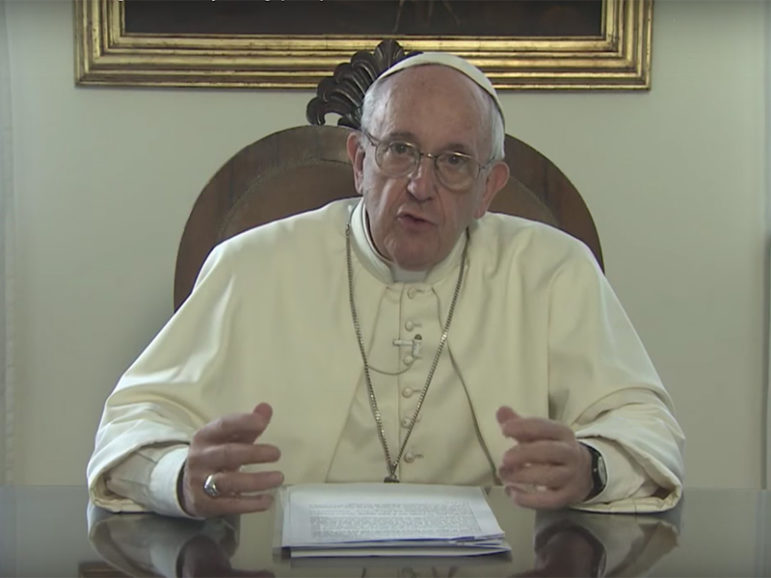 Pope Francis sends a video message to young Catholics in Brownsville, Texas, to mark World Youth Day. Youtube screenshot