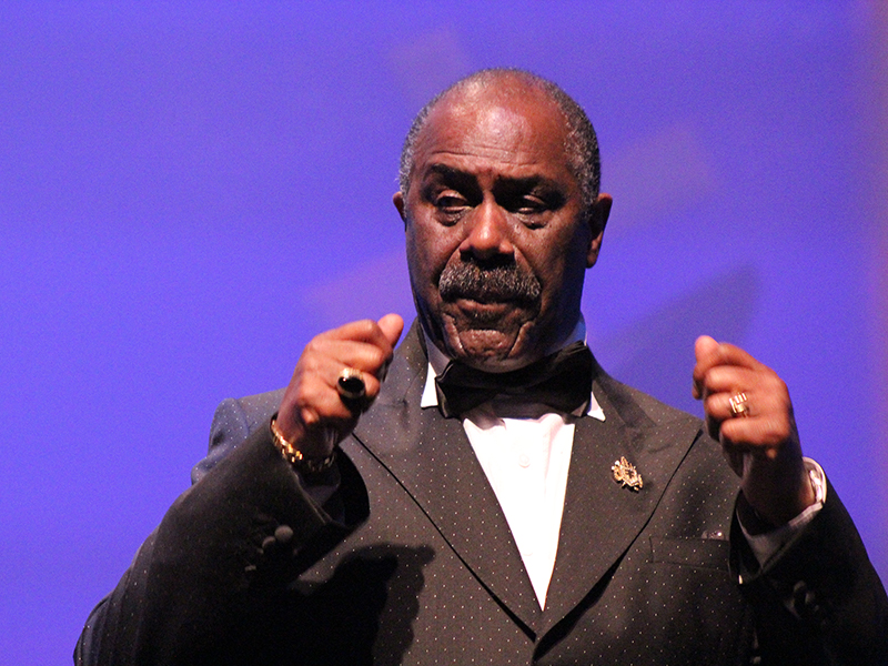 Bishop Gregory Ingram, host bishop of the bicentennial celebration of the African Methodist Episcopal Church, spoke at the the bicentennial banquet hosted by the First Episcopal District of the AME Church on July 5, 2016, the eve of the denomination’s 50th quadrennial General Conference in Philadelphia. RNS photo by Adelle M. Banks