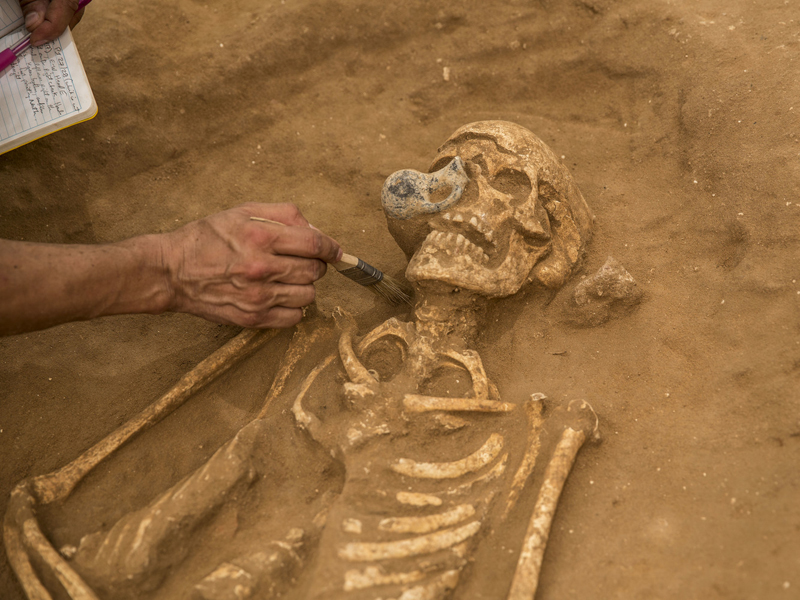 10th-9th century BC burial in the excavation of the Philistine cemetery by the Leon Levy Expedition to Ashkelon. Photo courtesy of ©Tsafrir Abayov/Leon Levy Expedition