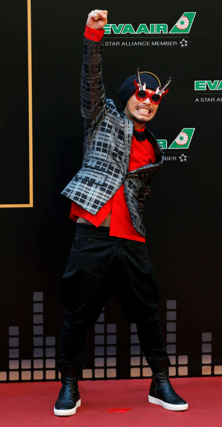 Malaysian singer Wee Meng Chee, also known as Namewee, poses on the red carpet at the 27th Golden Melody Awards in Taipei, Taiwan
