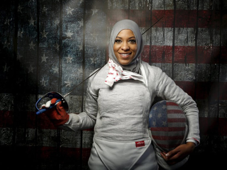 U.S. Olympic team fencer Ibtihaj Muhammad poses for a portrait at the U.S. Olympic Committee Media Summit in Beverly Hills, Los Angeles, California, March 9, 2016. REUTERS/Lucy Nicholson