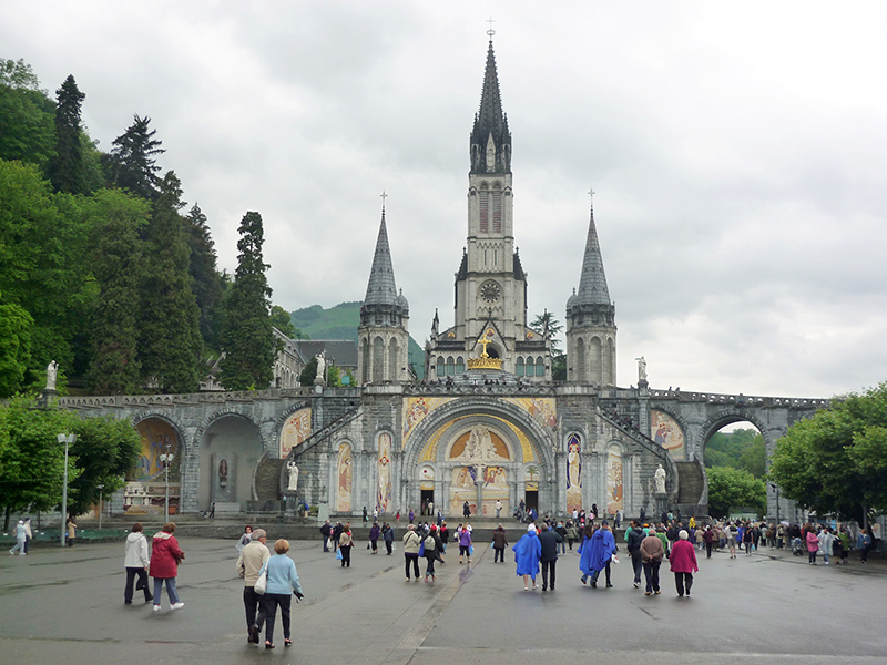 The Rosary Basilica, of Lourdes, France.