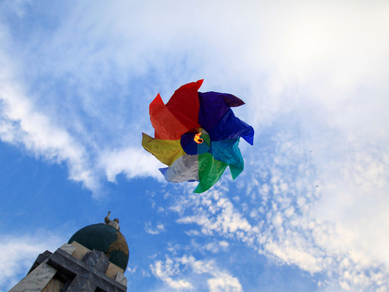 Members of the LGBT community elevate a balloon during a vigil in memory of the victims of the Orlando Pulse gay nightclub shooting and hate crimes in San Salvador, El Salvador, on June 18, 2016. Photo courtesy of REUTERS/Jose Cabezas
*Editors: This photo may only be republished with RNS-LUPFER-OPED, originally transmitted on Aug. 24, 2016.