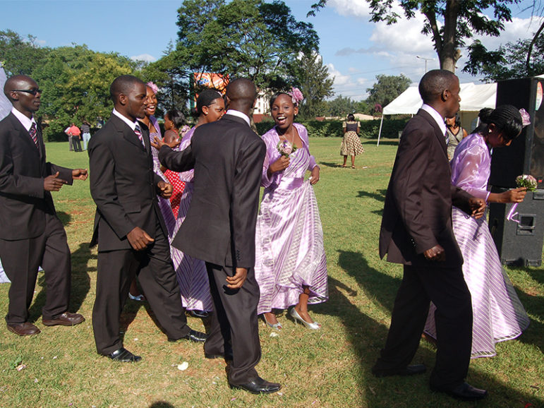 A bridal party in a wedding in Nairobi, Kenya. RNS photo by Fredrick Nzwili