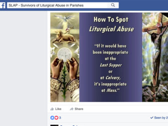 Facebook photograph post on the group page of SLAP - Survivors of Liturgical Abuse in Parishes.