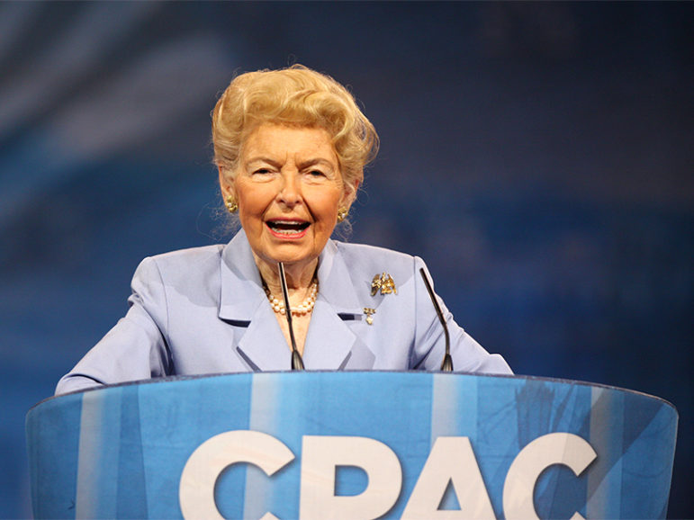Phyllis Schlafly speaking at the 2013 Conservative Political Action Conference  in National Harbor, Md., on March 16, 2013. Photo by Gage Skidmore via Flickr Creative Commons