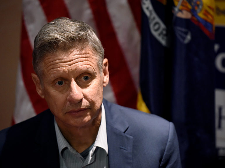 Libertarian presidential candidate Gary Johnson is seen during an interview before a rally in New York, on September 10, 2016. Photo courtesy of Reuters/Mark Kauzlarich
