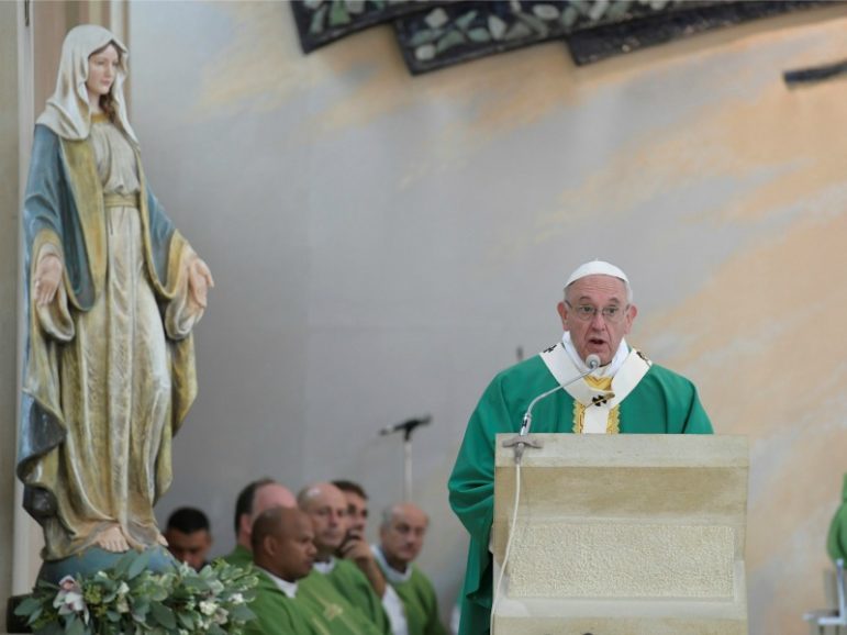 Pope Francis leads a Mass at the Immaculate Conception church Oct. 2, 2016, in Baku, Azerbaijan. Osservatore Romano/Handout via Reuters