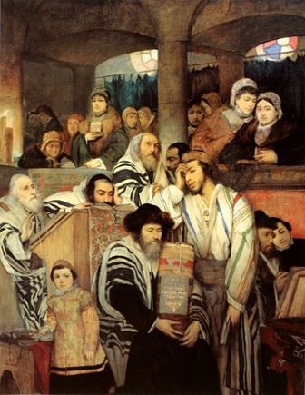 Jews Praying in the Synagogue on Yom Kippur, by Maurycy Gottlieb