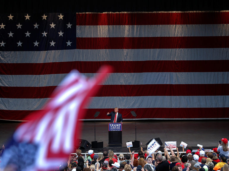 Republican presidential nominee Donald Trump speaks at a campaign rally in Henderson, Nevada, on October 5, 2016. Photo courtesy of Reuters/Mike Segar
*Editors: This photo may only be republished with RNS-BURANA-OPED, originally transmitted on October 6, 2016.