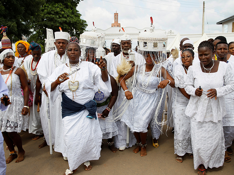 Worshippers attend the Olojo festival in Ile Ife, in Nigeria, on October 15, 2016. Photo courtesy of Reuters/Akintunde Akinleye