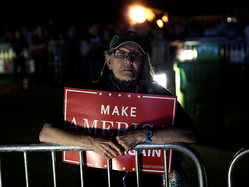 Supporter of Republican U.S. presidential nominee Donald Trump looks at a campaign rally in Panama City, Florida, on October 11, 2016. Photo courtesy of Reuters/Mike Segar *Editors: This photo may only be republished with RNS-FRANKLIN-OPED, originally transmitted on October 12, 2016.