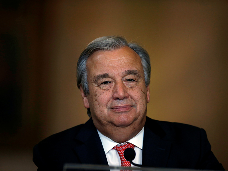 Nominated U.N. Secretary-General Antonio Guterres attends a news conference at Necessidades Palace in Lisbon, Portugal on October 6, 2016. Photo courtesy of Reuters/Rafael Marchante