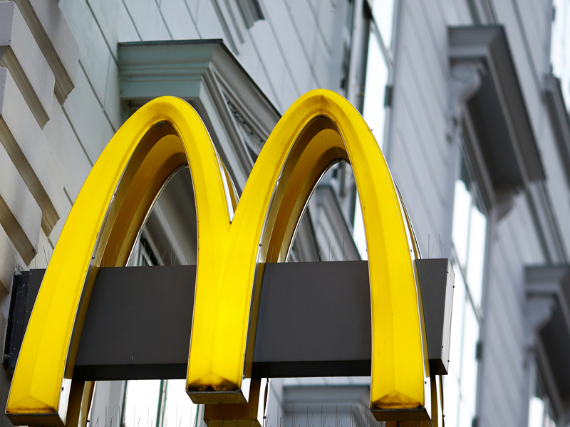The logo of McDonalds is seen outside a shop in Vienna in Vienna, Austria, on October 1, 2016. Photo courtesy of Reuters/Leonhard Foeger *Editors: This photo may only be republished with RNS-VATICAN-MCDONALDS, originally transmitted on October 18, 2016.