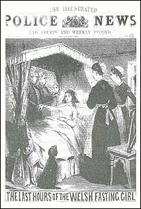 Cover of former British tabloid ‘The Illustrated Police News’ featuring an illustration of fasting girl Sarah Jacob. Image courtesy of Wikimedia Commons
