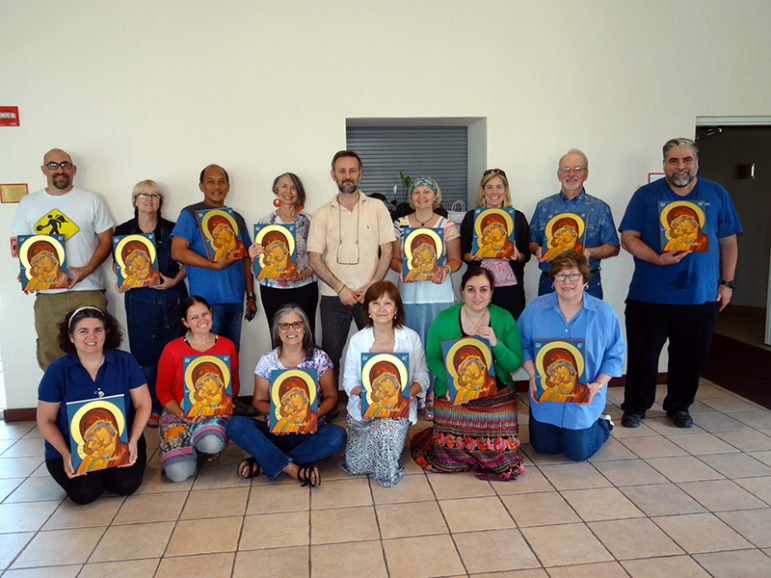 Students show off their finished paintings after the workshop at St. Sophia. Photo courtesy of Theodoros Papadopoulos