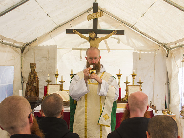 Father Benedict Nivakoff says Mass in September, 2016. Photo courtesy of The Monks of Norcia
