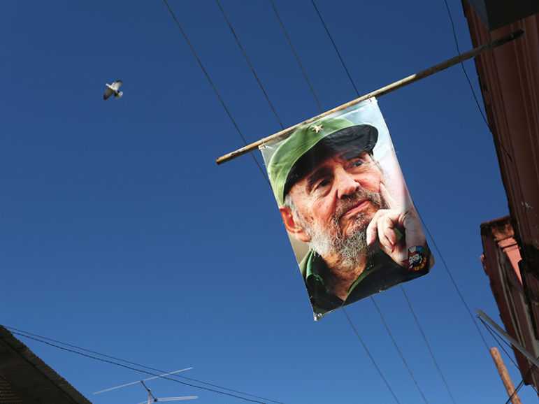 An image of Cuba's late President Fidel Castro is displayed in the Regla neighborhood of Havana, Cuba, on Nov. 29, 2016. Photo courtesy of Reuters/Edgard Garrido
*Editors: This photo may only be republished with RNS-SALKIN-COLUMN, originally transmitted on Nov. 28, 2016.