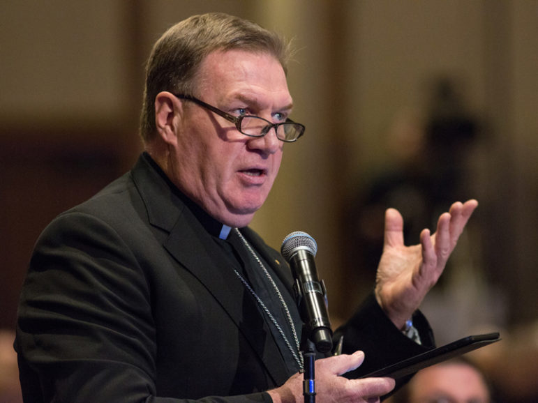 Archbishop Joseph W. Tobin of Indianapolis speaks on June 11, 2015 during the spring general assembly of the U.S. Conference of Catholic Bishops in St. Louis. Photo by Lisa Johnston, courtesy of Catholic News Service/St. Louis Review