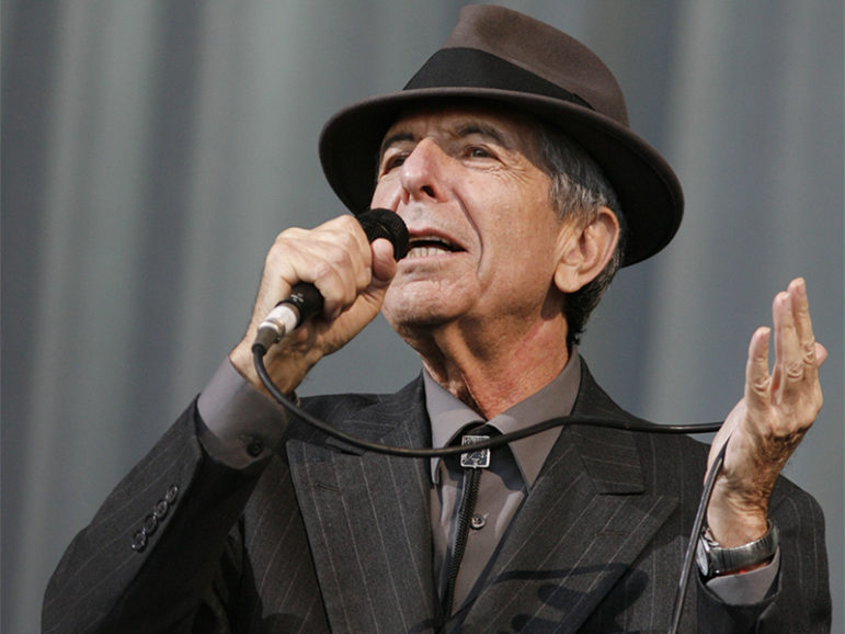 Canadian singer-songwriter Leonard Cohen performs at the Glastonbury Festival 2008 in Somerset, southwest England on June 29, 2008. Photo courtesy of REUTERS/Luke MacGregor