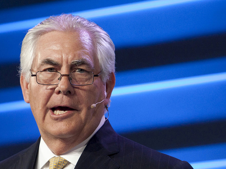 Exxon Mobil Chairman and CEO Rex Tillerson speaks during the IHS CERAWeek 2015 energy conference in Houston on April 21, 2015. Courtesy of REUTERS/Daniel Kramer